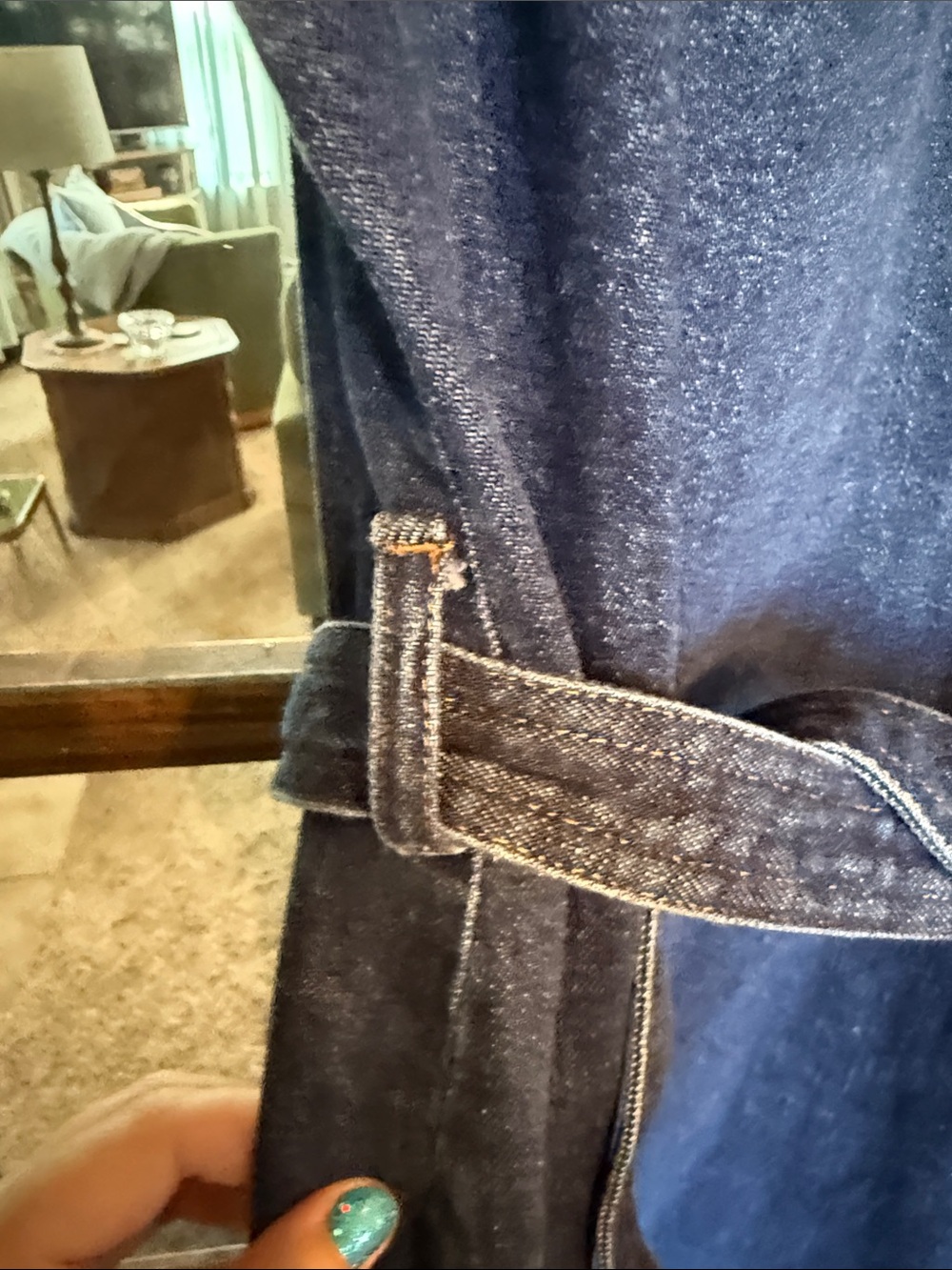 Tommy Hilfiger Womens Dark Wash Denim Belted Shirt Dress Size 16 Blue 3/4 Sleeve - Picture 7 of 9
